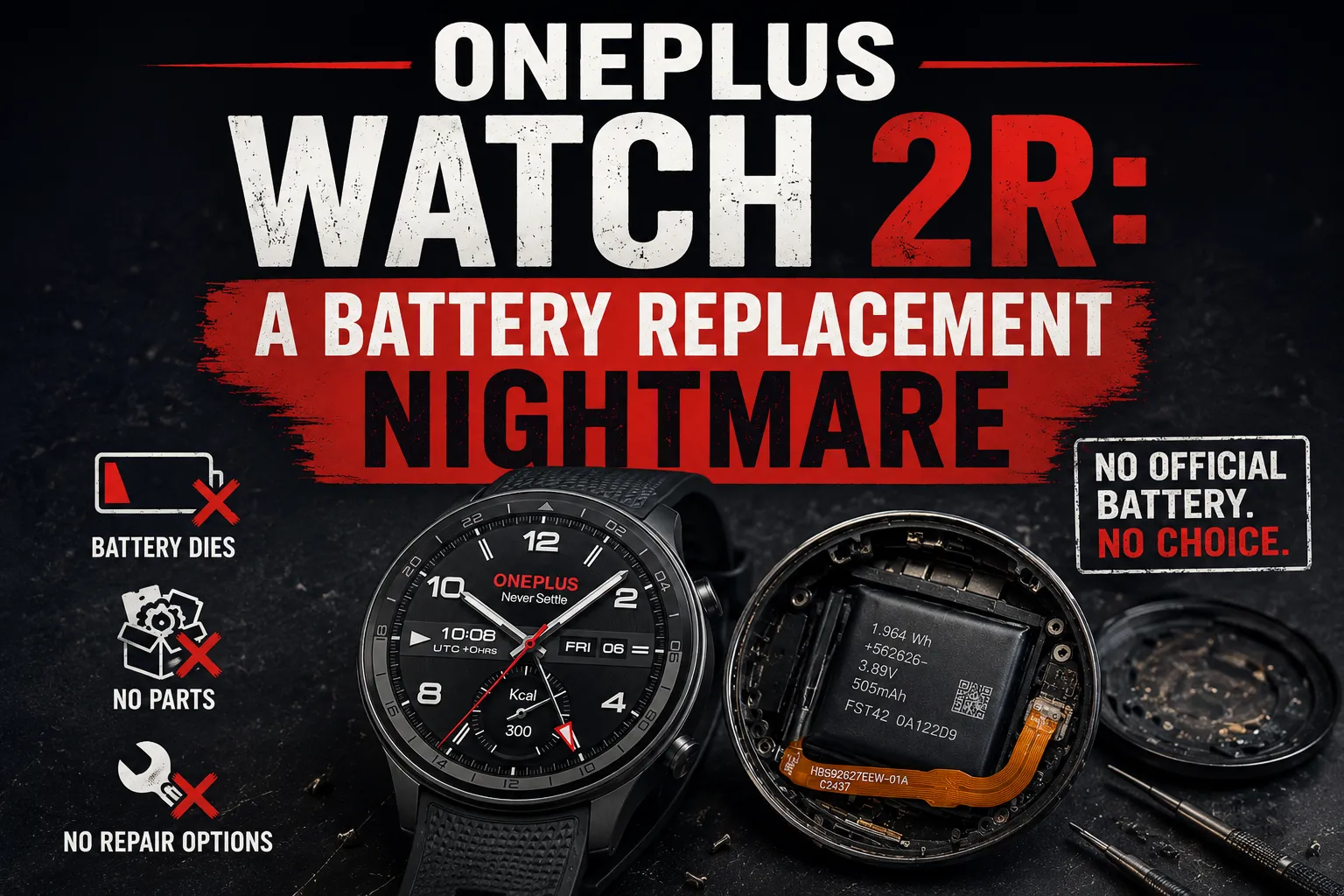 OnePlus Watch 2R: a battery replacement nightmare